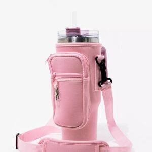 tumbler-bag-with-phone-pocket-blush-pink-insulated-cup-holder-carrying-bag-with-adjustable-strap-color-pink