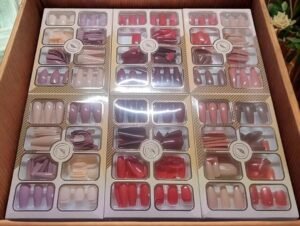 96 Pcs Fake Nails Set – Nude, Red & Multicolor ABS Plastic Nail Tips, Durable & Easy-to-Apply, Smooth Finish for DIY Nail Art & Professional Manicure - nude