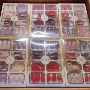 96-pcs-fake-nails-set-nude-red-multicolor-abs-plastic-nail-tips-durable-easy-to-apply-smooth-finish-for-diy-nail-art-professional-manicure-nude